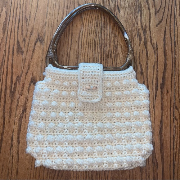 Hand Crafted Handbags - Vintage 60’s Handmade Macrame Crochet Boho Purse